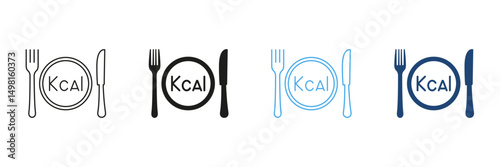 Plate With And Cutlery, Calorie Count Concept. Diet And Nutritional Awareness. Healthy Food Choices. Editable Stroke. Isolated Vector Illustration