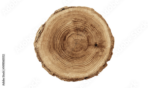 Vector illustration of tree stump, slice showing trunk rings, cross-section wood texture, natural pattern, forest tree cut, lumber detail, bark circle, transparent background.