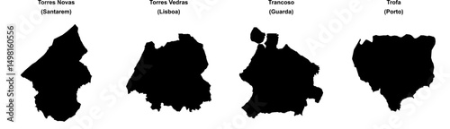 Torres Novas, Torres Vedras, Trancoso, Trofa outline maps