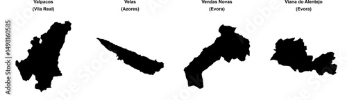 Valpacos, Velas, Vendas Novas, Viana do Alentejo outline maps