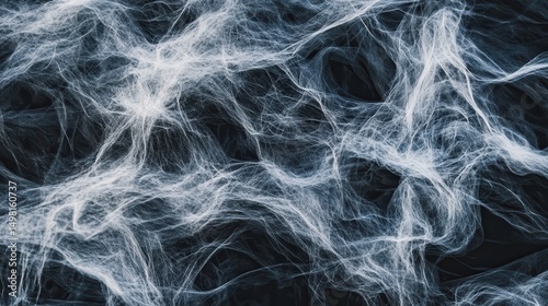Abstract Texture of Fine White Web-Like Fiber on Dark Background
