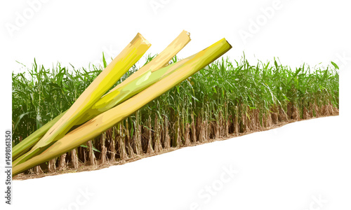 Sugar cane vector illustration cutout, tropical agriculture plant, fresh harvested cane, natural sweetener crop, healthy raw sugar sticks, eco-friendly farming, botanical nature image.