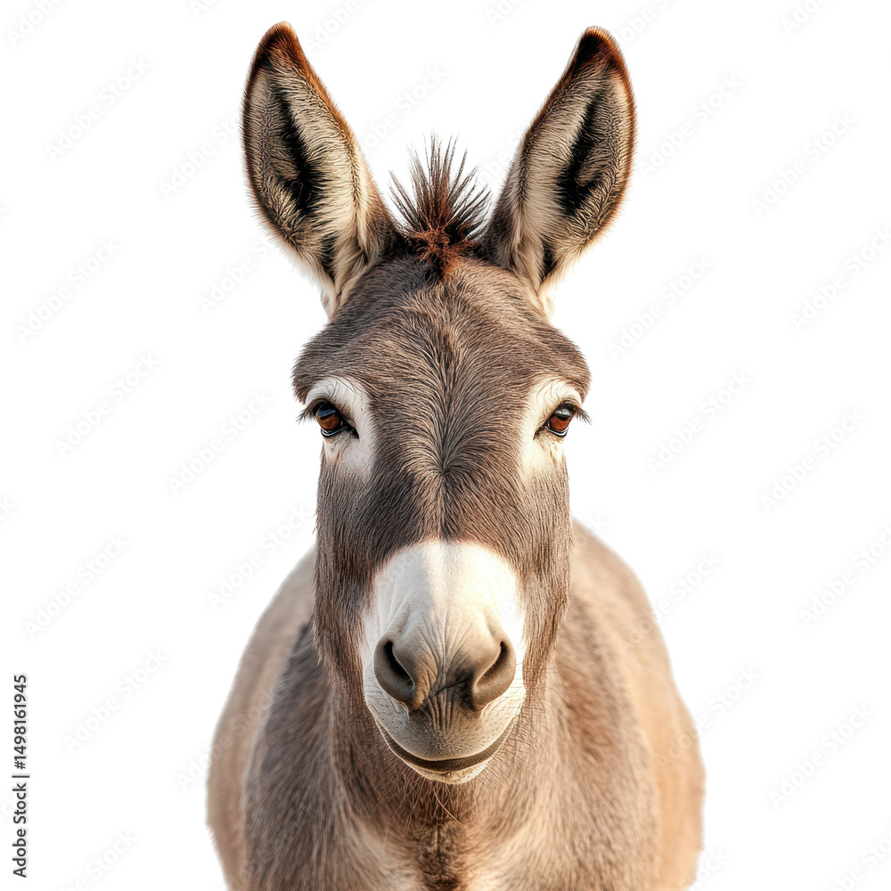Fototapeta premium donkey face shot isolated on transparent background