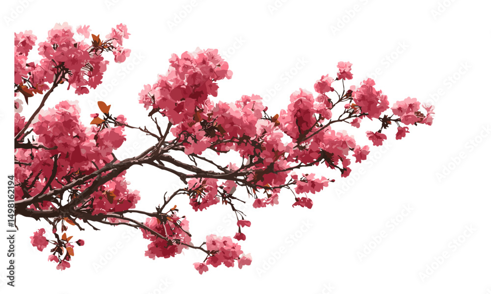 Summer floral frame, spring tree branch overlays, painted flower photo art, botanical vector illustration, natural decor, cutout, garden theme, creative photography.