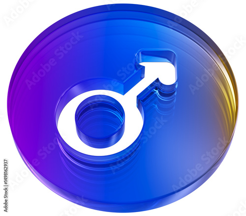 3d male gender icon colorful gradient. 3d rendering illustration for graphic design, ui ux design, presentation isolated on transparent background. colorful infinity with glass effect shaped