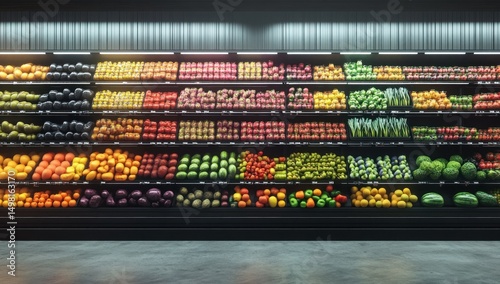 Vibrant Produce Display: A Supermarket's Colorful Bounty