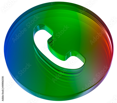 3d Phone call mark symbol realistic icon. call center icon. colorful infinity with glass effect shaped, Talking service call support hotline concept. 3d rendering illustration