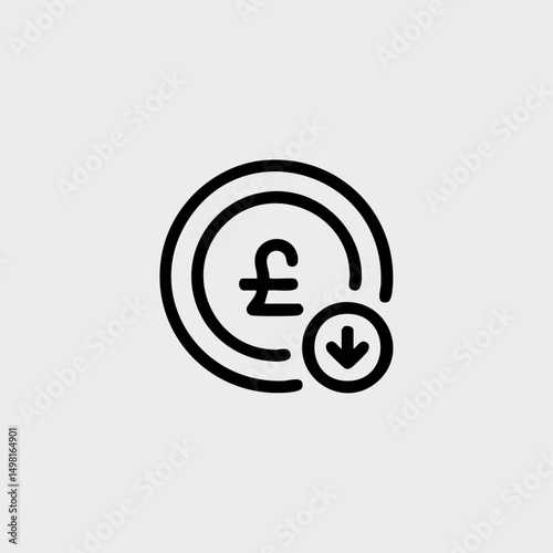 Pound sterling icon logo flat vector design
