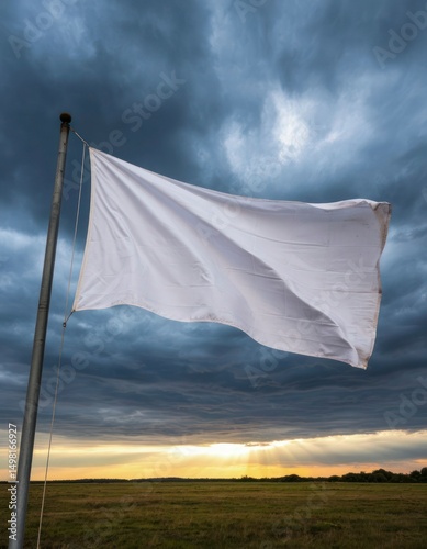 White Flag in the Wind – Surrender Symbol under the Sky