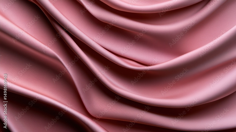 Obraz premium Luxurious pink satin fabric is arranged with delicate folds that highlight its soft texture and sheen. The draping creates a visually appealing composition under gentle lighting