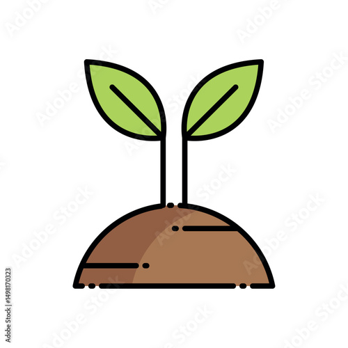 Illustration of a Plant Sprout with Green Leaves