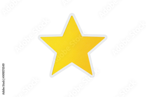 Bright yellow star shape with a smooth surface and a transparent background for use in various graphic design projects