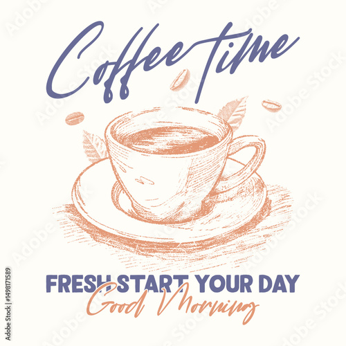 Retro typography coffee club graphic tee t-shirt, artwork. Sunday coffee time vector design. Coffee Time Modern Art. Coffee club artwork for apparel, stickers, batch, background, poster