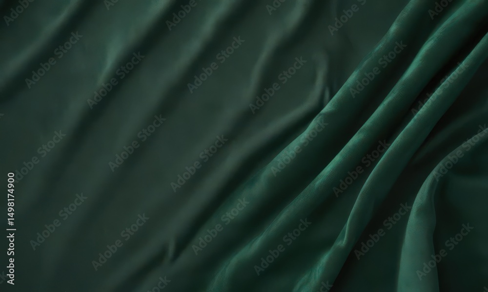Obraz premium Deep emerald velvet fabric swatch Perfect for upholstery or design projects , material, fabric swatch, background texture