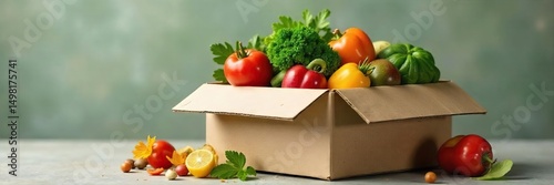 Close-up shot of a crumpled, discarded cardboard box overflowing with wilted, decaying produce, illustrating the concept of food waste and spoilage , leftovers, damaged goods