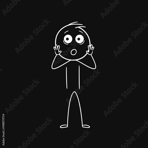 Surprised stickman character — cartoon expression of shock or amazement

