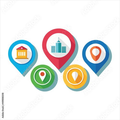 Location Pins City Map Navigation Icons