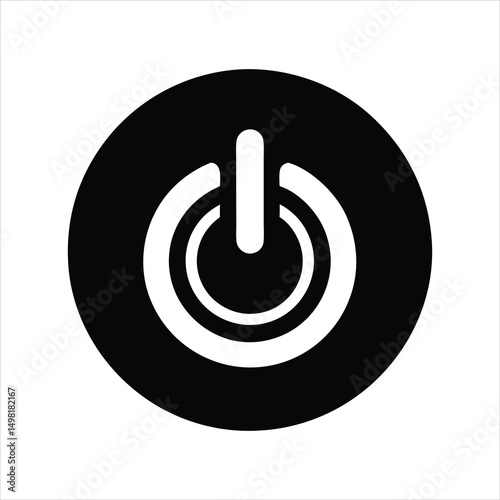 Power Button Icon Black White Circle