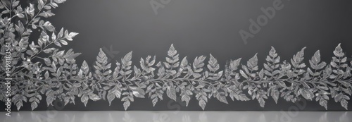 Silver lace leaf border, shimmering elegant foliage , foliage, gilded