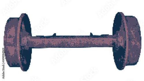 Rusty vehicle axle pixel art