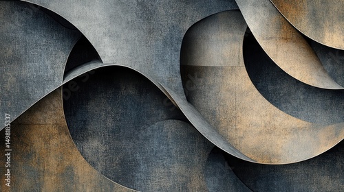 Abstract Curved Textures in Earthy Tones and Wave Patterns