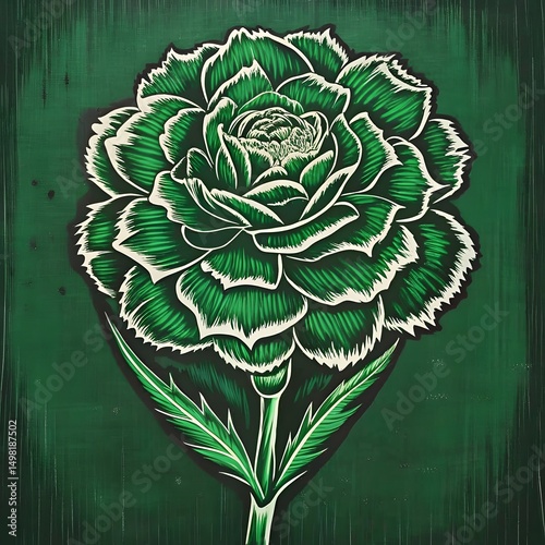 abstract green carnation floral background with leaves