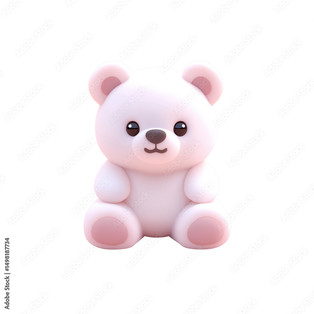 Cute Cartoon Pink Bear Toy with Round Face and Soft Features Cute Cartoon Pink Bear Toy with Round Face and Soft Features