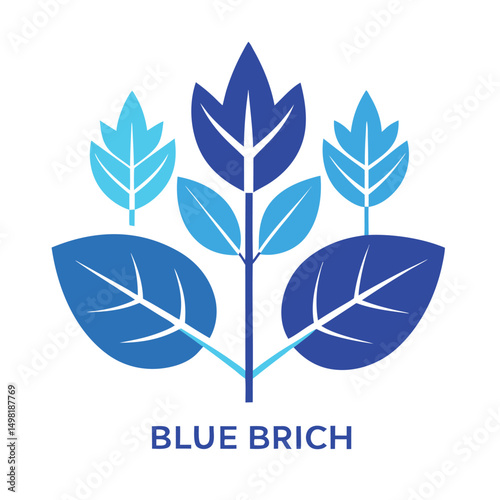 Blue leaf  isolated on white background. Blue Leaf vector art illustration.  Collection of blue leaf birch  logo, icon vector.