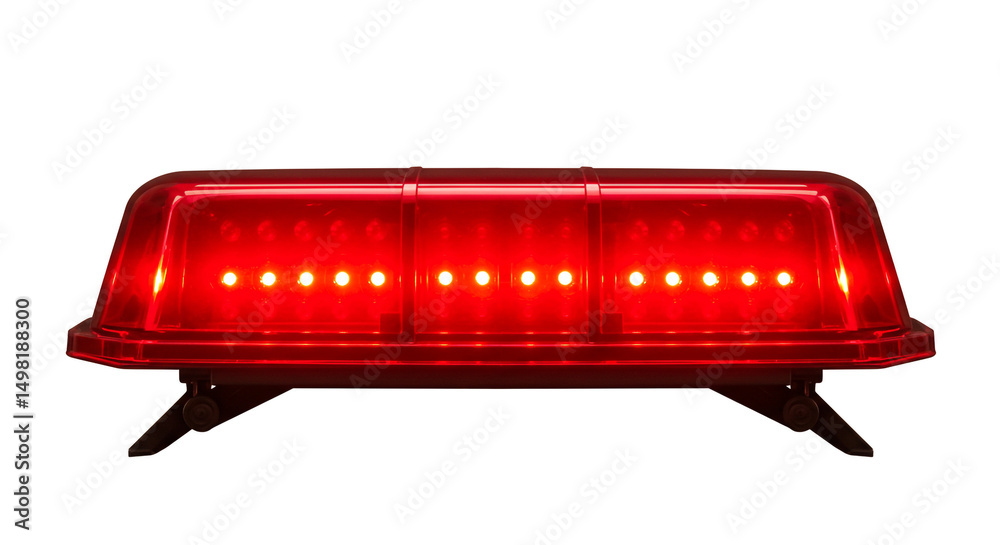 Red Alert Emergency LED Light Bar Shining Brightly Vehicle Warning Signal Beacon Safety and Traffic Red Alert Emergency LED Light Bar Shining Brightly Vehicle Warning Signal Beacon Safety and Traffic