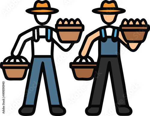farmer carrying two large basket