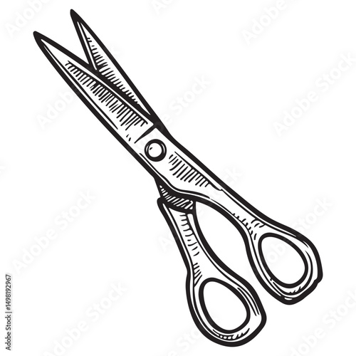 Scissor black silhouette vector illustration isolated on white background, Simple Vector Icon of a scissors