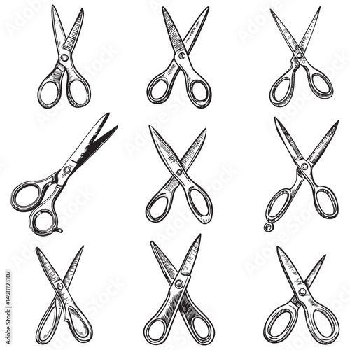 Scissor black silhouette vector illustration isolated on white background, Simple Vector Icon of a scissors