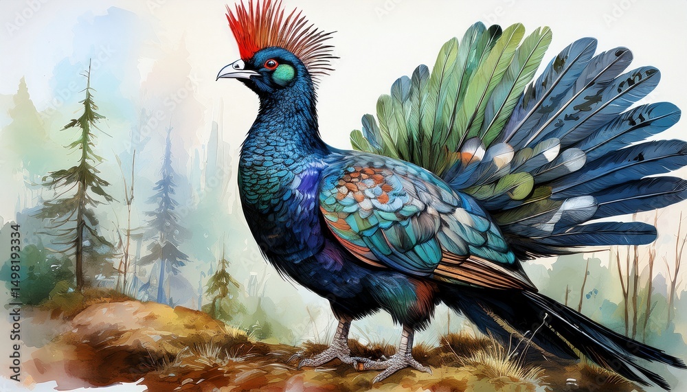 Fototapeta premium Aquarell Auerhahn