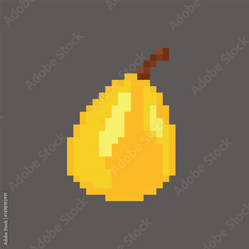 Ripe, juicy pear pixel art, vector illustration