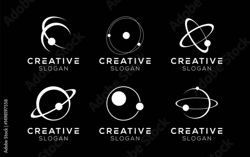 Set of Orbit logo design templates. Modern isolated Orbit Space design for Astronomy