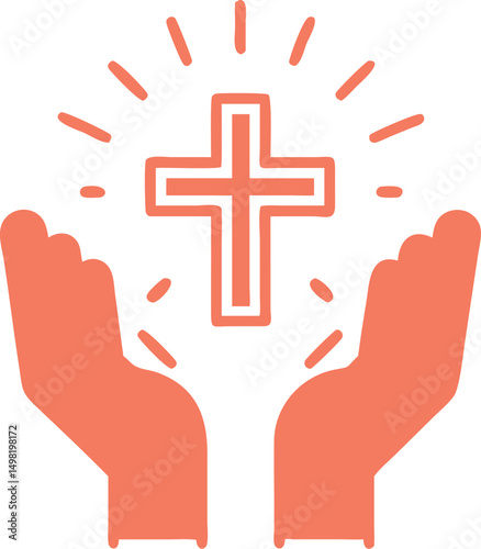 hands with shining holy cross design