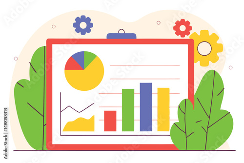 Colorful business charts and graphs representing data analysis and financial growth