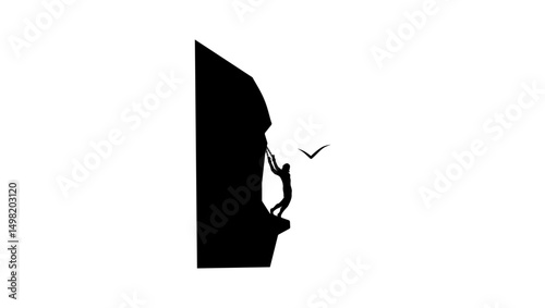 Prometheus chained to a rock, black isolated silhouette