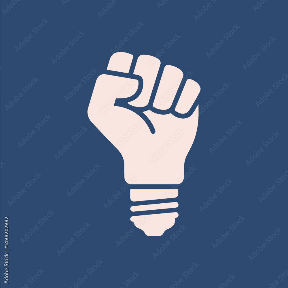 Fototapeta premium Raised Fist Light Bulb Symbol of 