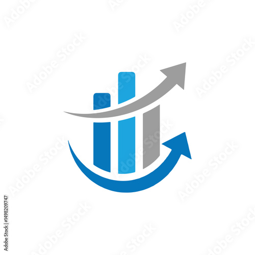Growing Bar Chart with Upward Arrows Logo