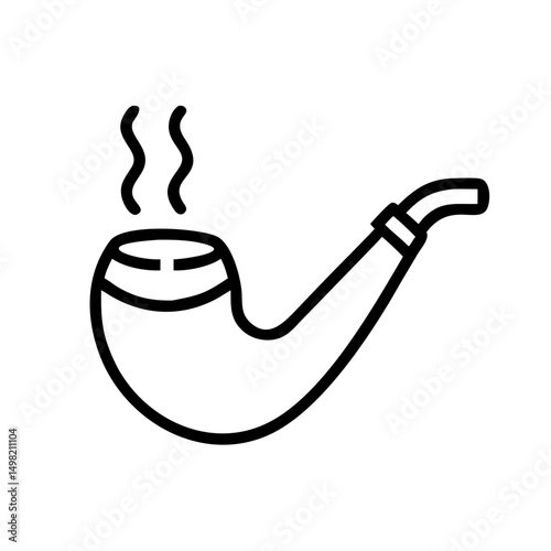 A smoking object with steam curling upwards in a simple outline style on a white plain background