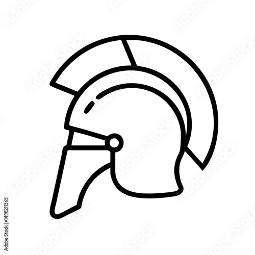 Simple graphic depiction of a spartan helmet with a prominent plume and face guard design element