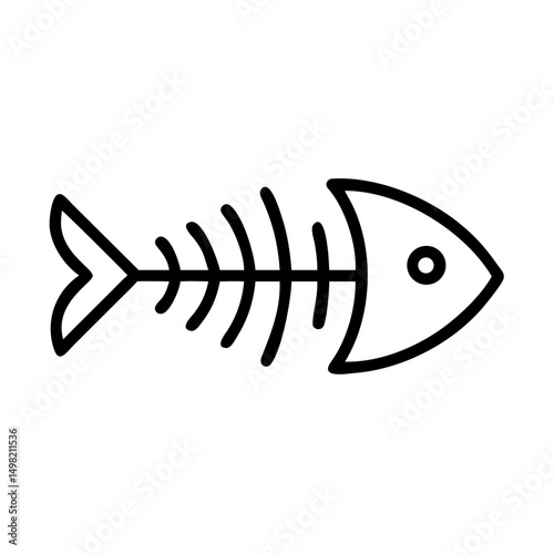 Simple graphic representation of a skeletal remains of a marine animal in black outline on white background