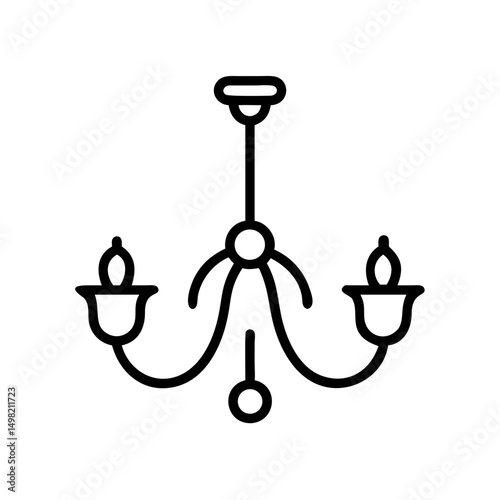 A simple chandelier with two lights and a central pendant hanging from the ceiling fixture design