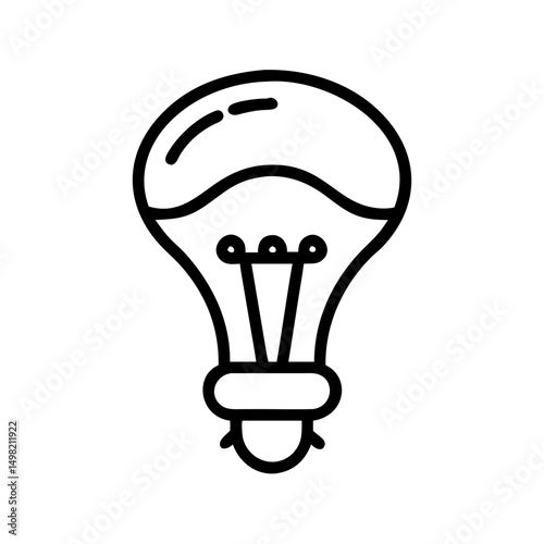 A simple graphic of a lightbulb with a clear outline against a white background image for design use