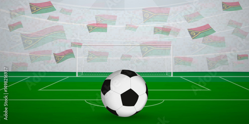 Vanuatu Football Arena Full of Fans with National Flags, Sports Event Illustration.