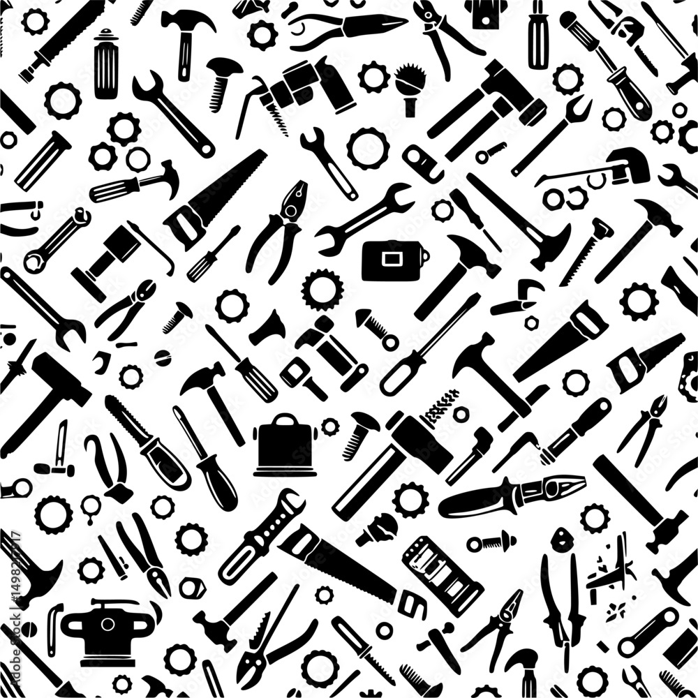 Hand tools vector seamless pattern Hand tools vector seamless pattern