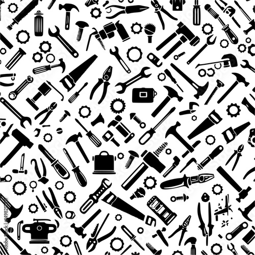 Hand tools vector seamless pattern