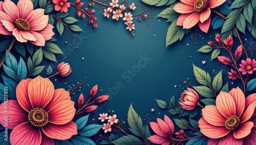 Intricate line art floral pattern, ideal for elegant flyers , card, monochrome