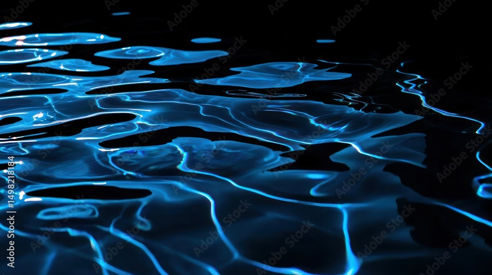 Fototapeta premium Luminous Blue Water Reflecting Light Across Dark Rippled Surface